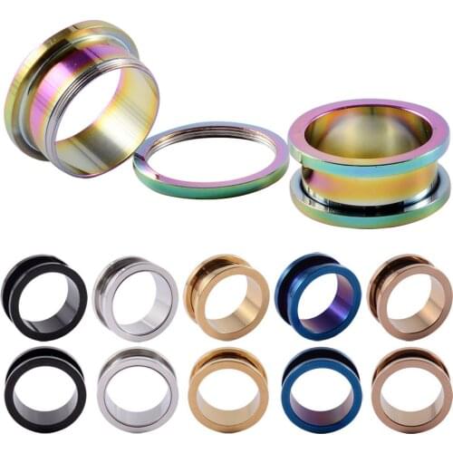 Showlove-12 Piars 2mm--20mm Titanium Anodized Screw Fit Ear Flesh Tunnel Plugs Gauge Kit Piercing Body Jewelry
