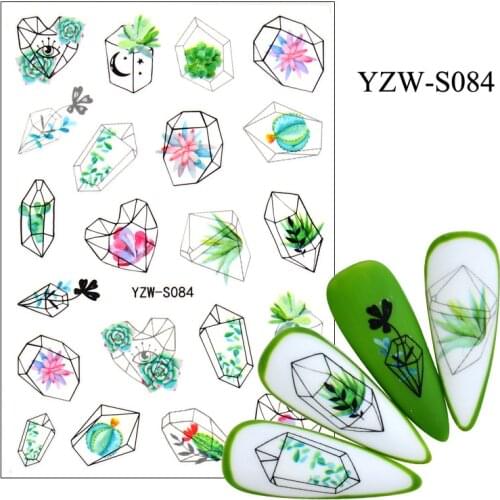 3D Nail Sticker Geometry Graph Plant Slider Nails Art Decoration Wraps Decals Design Adhesive Manicure Tips Stickers Pegatina
