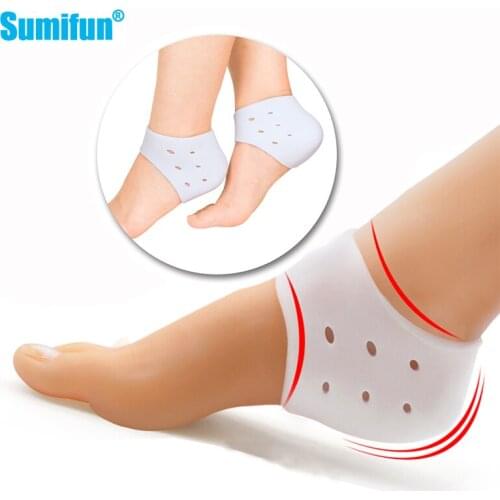 4pcs Silicone Breathable Foot Heel Care Socks Moisturizing Gel Heel Sleeve Socks with Hole Cracked Foot Skin Care Protectors