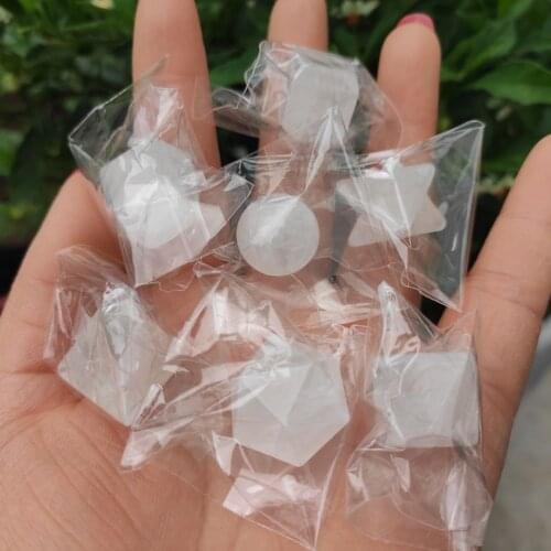 7pcs Chakra Stone Carved Platonic Sacred Solids Crystal Geometry Stone Set for Meditation Therapy Healing