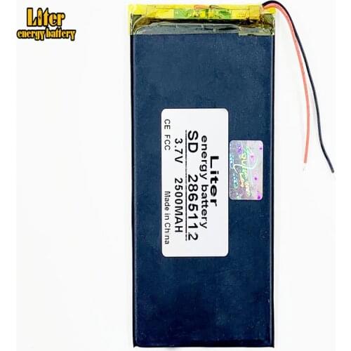 3.7V 2500mah 2865112 Lithium Polymer Li-Po Rechargeable Battery For DVD GPS Ebook mobile power bank tablet PC