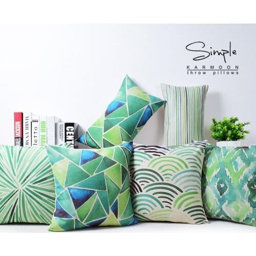 Free shipping/fresh green watercolor geometry cotton pillowcase cushion for leaning on of 43 * 43 No Inner