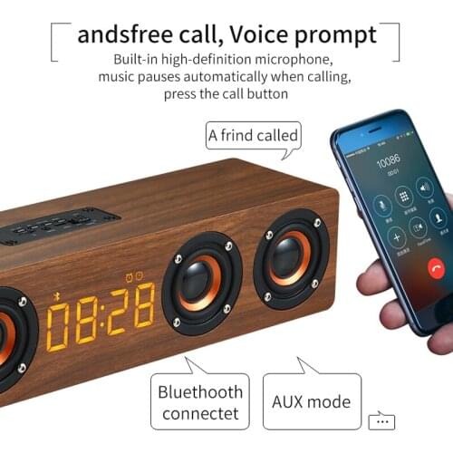 Wireless wood sound column speaker home theater portable Bluetooth speaker clock radio subwoofer TV sound system sound bar AUX