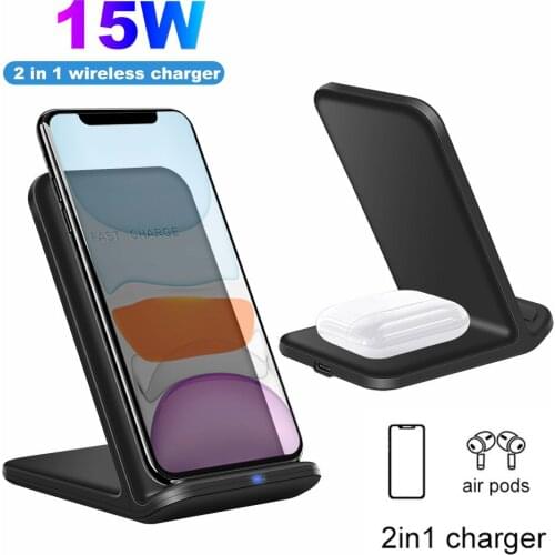 FDGAO Qi Wireless Charger Stand for iPhone 12 Pro X XS 8 XR Samsung S9 S10 S8 S10E Fast Wireless Charging Station Phone Charger