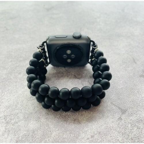 Handmade Agate Beads Elastic Bracelet Belt For Apple Watch 38mm 40mm 42mm 44mm Band Apple iWatch Strap Series 2 3 4 5 6 SE Strap