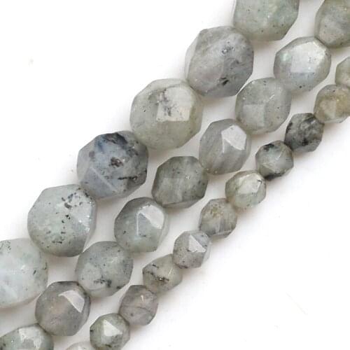 15"6/8/10mm Natural Stone Faceted Gray Labradorite Spacers Loose Beads DIY Bracelet Necklace Charms for Jewelry Making