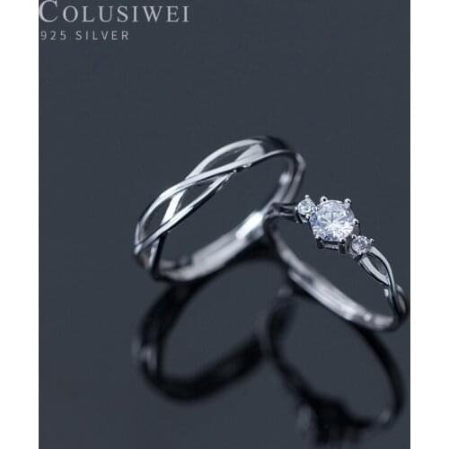 Colusiwei 925 Sterling Silver Romantic Lover Open Finger Rings for Women Delicate Sparkling CZ Wedding Engagement Band Jewelry