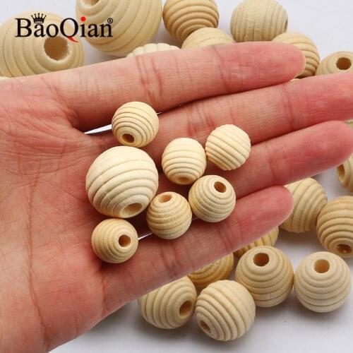 12/20mm Natural-color Beehive Wood Beads Round Loose Spacer Beads For Jewelry DIY Crafts Scrapbooking Decoration