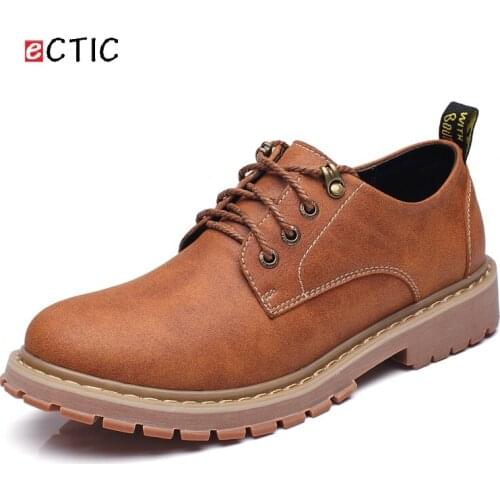 ECTIC 2019 Gentleman Winter Men Ankle Boots Low Top Platform Warm Genuine Leather Handsome Hombres Botas Zapato Calcado