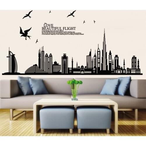 Cityscape High rise Birds DIY Wall Stickers Kids room for Home decoration Background sticker Art Decals creative Wallpaper