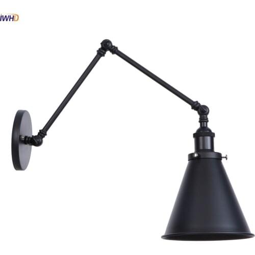 IWHD Retro Edison LED Wall Lights Fixtures Stair Bathroom Mirror Light Loft Industrial Swing Long Arm Wall Lamp Sconce Vintage