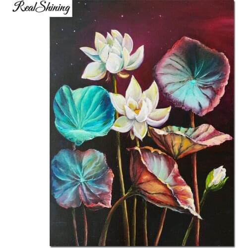 Full Square/Round 5D Diy Diamond Painting White Lotus Flowers Diamond Mosaic Rhinestone Embroidery Cross Stitch T116