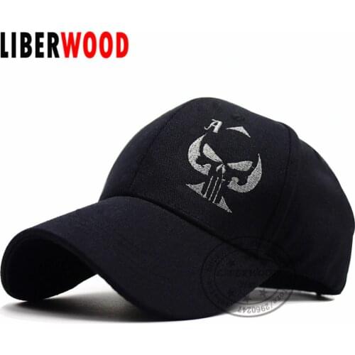 LIBERWOOD Old Playing Card Ace of Spades Cap Skull Sniper Hat Embroidered Black Baseball Cap Hat Men Women Sports Cap