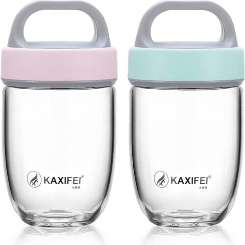 300ML Cute Water Bottle with Tea Infuser Portable Glass Mug Teacup Single Wall Glass Water Tea Bottle Heat-resisting Cup