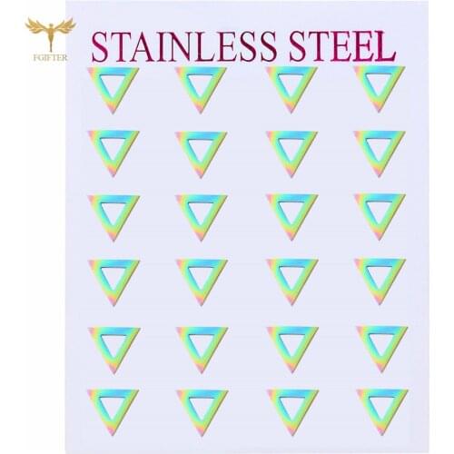 Fashion Triangle Stud Earrings Womens Geometric Ear Piercing Ring Stainless Steel Jewelry Wholesale