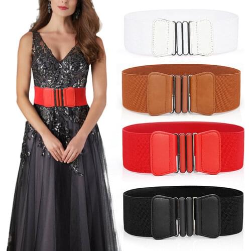 Fashion Wide Waist Belts Womens Corset Lady Solid Color Stretch Elastic Belt Woman For Dress Waist Corsets Waistband Wide Belt