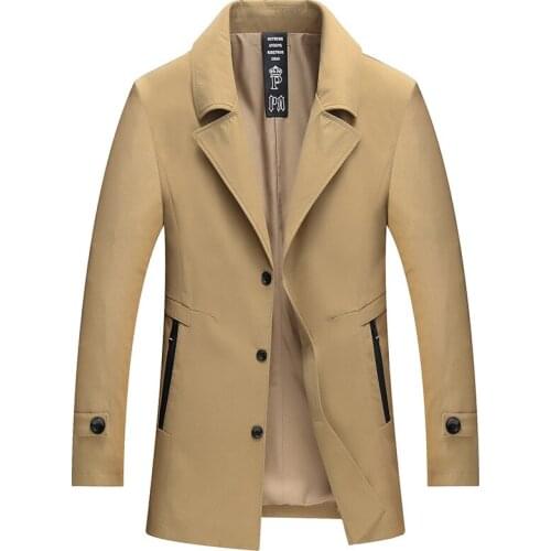 2019 Fashion Spring Autumn Men Trench Coat Classic Khaki Long Design Windbreaker Slim Outwea Cotton Male Jacket 5XL Casual Coat