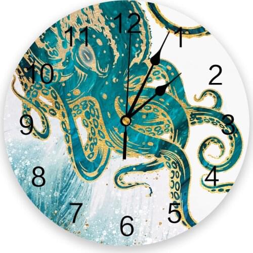 Octopus Watercolor 3D Wall Clock Modern Design Living Room Decoration Kitchen Clock Art Wall Watch Home Decor