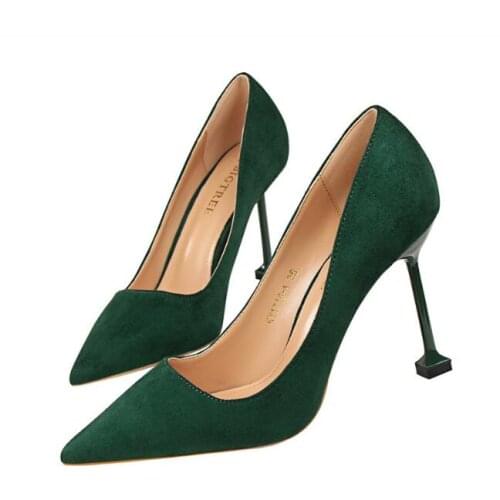 New Suede high heel womens shoes Autumn Flock Round toe High heels Female Pointed stiletto autumn Shoes Women classic Sandals