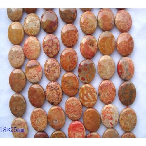 Natural Coral Stone Flat Oval Shape Loose Beads For Jewelry Making DIY Bracelets Necklace Earrings