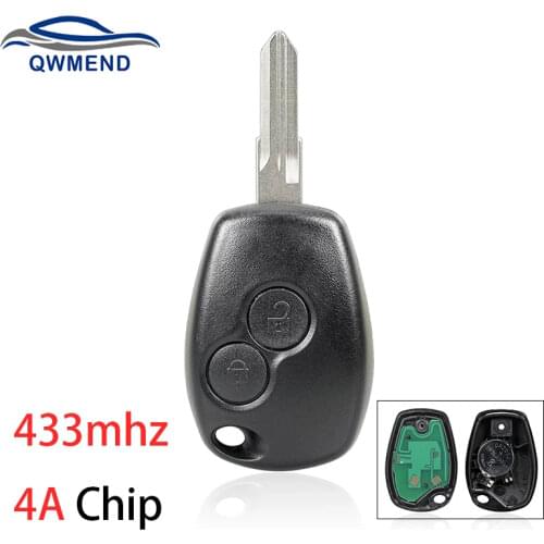 BHKEY 2 Buttons Remote Car Key for Renault Symbol Trafic Logan Sandero for Dacia Logan Sandero Duster 4A Chip 433Mhz