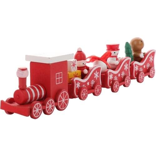 Christmas train painted wood Childrens Toys gift New Year Christmas Decor for Xmas Home Wooden train Decor Kids Toys Ornament
