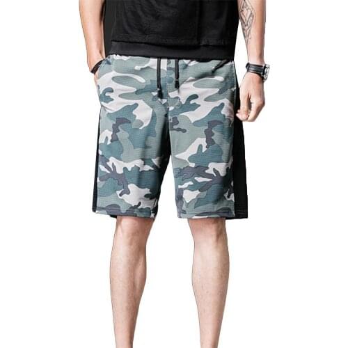 Men Track Shorts Sports Shorts Stylish Camouflage Patchwork Pockets Elastic Beach Surfing Loose Shorts Riding Trousers Fit Short