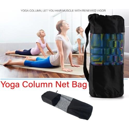 Yoga Mat Bag Black Portable Yoga Backpack Tote Bag Oxford Mesh Stitching Beam Mouth Adjustable Drawstring Yoga Bag Backpack