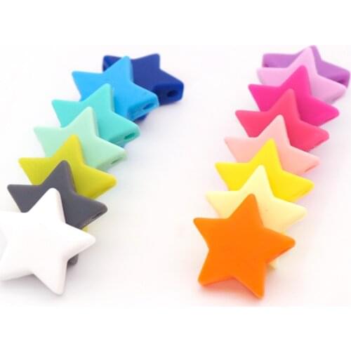 Sutoyuen 500pcs Large Star Silicone Beads Chewing Teether Bead for DIY Baby Pacifier Necklace Jewelry Making Toy Accessories