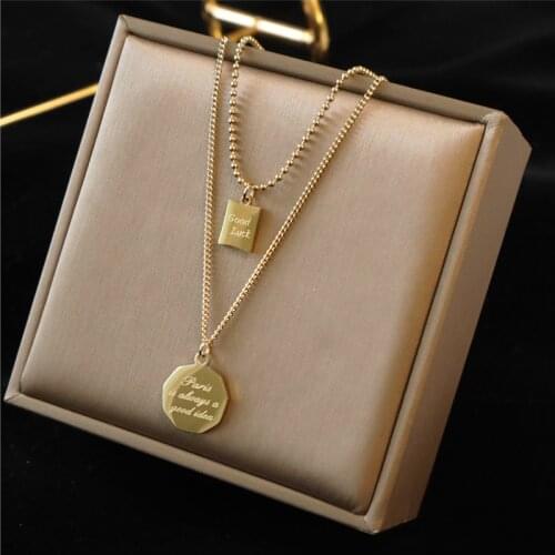Titanium steel New fashion jewelry 2 layer good luck letter necklace nice gift for women girl