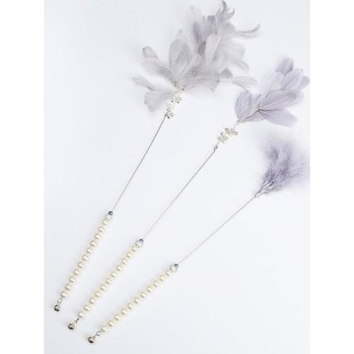 1pcs Pet Supplies Feather Toys Cat Teasing Stick Pearl Handle Cat Interactive Toy Feather Cat Toy Stick Wholesale