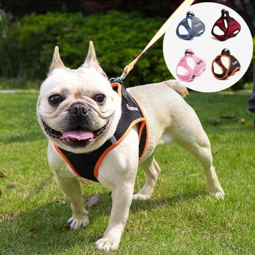 Breathable Nylon Reflective Dogs Harness Vest Printed French Bulldog Harness Puppy Small Dog Cats Harness For Chihuahua Walking