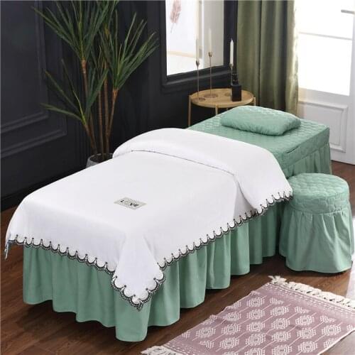 High Quality Tencel Lace Beauty Salon Bedding Sets Massage Spa Thick Bed Sheets Massage Spa Pillowcase Duvet Cover Custom Size#a