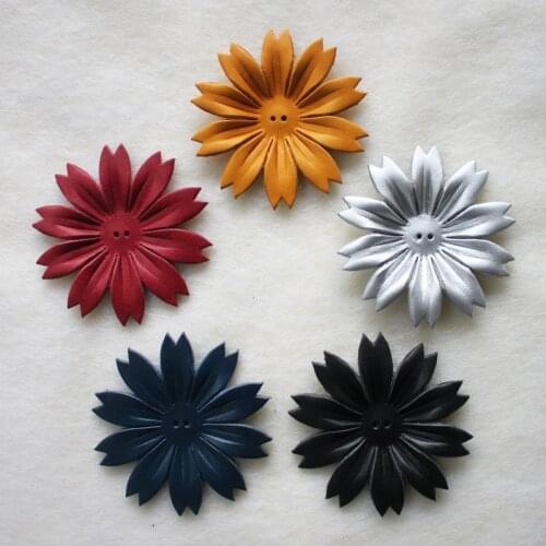 Good Quality Solid Color Genuine Leather Petal With 10 leaves For Making DIY Flowers Accessories Decoration 7.8*7.8 cm