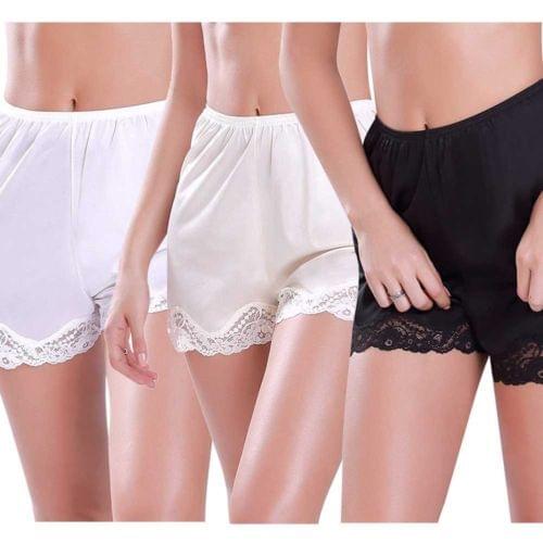 2018 NEW Womens Premium Nylon Daywear Bloomer Slip shorts With Lace Trim M-XXXL