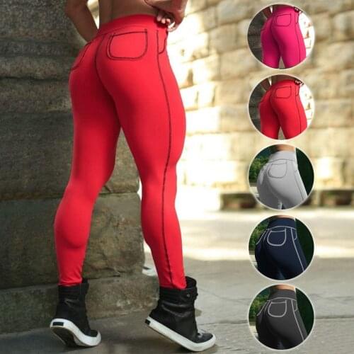 Ladies High Waist Pocket Sport Leggings Adventure Time Women Sexy Red Package Hip Push Up Yoga Pants Bodycon Sport Yoga Leggings