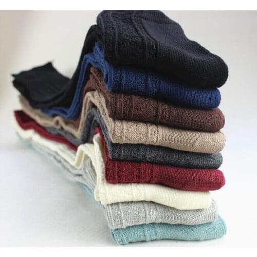 Womens Lengthen Stockings Cotton Retro student Thigh socks Thick needle Cotton Knee socks 2 pairs