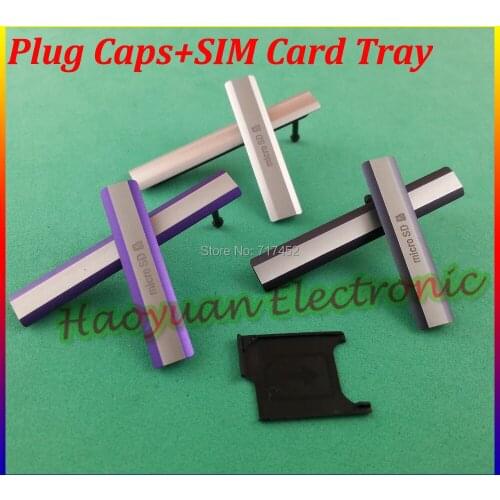 3pc/set Original Case For Sony Xperia Z2 L50W D6503 USB Charging+Micro SD Card Port Plug Case Block Cover+SIM Tray Holder