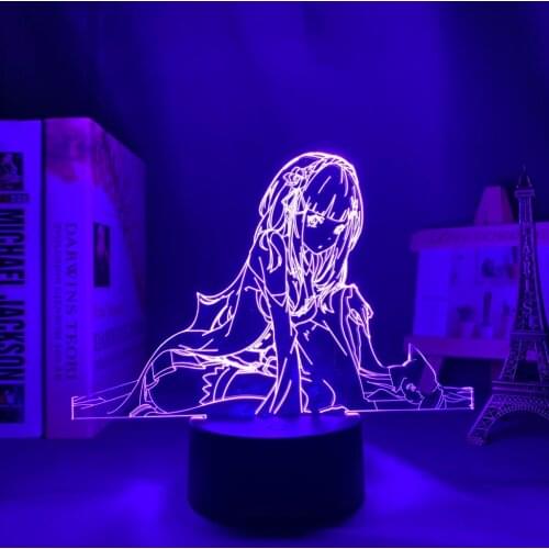 3d Lamp Anime Re Zero Starting Life in Another World LED Night Light for Room Decor Nightlight Gift Re Zero Emilia Night Lamp