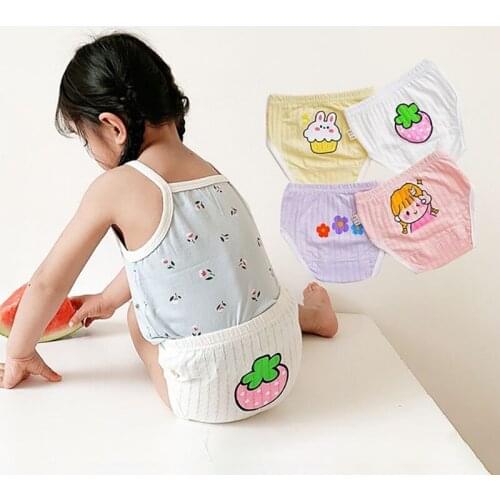 4 Pack Girls' Underwear Summer Childrens Breathable Triangle Underwear Girls' Breathing Cotton Ultra Thin Shorts Study Pants