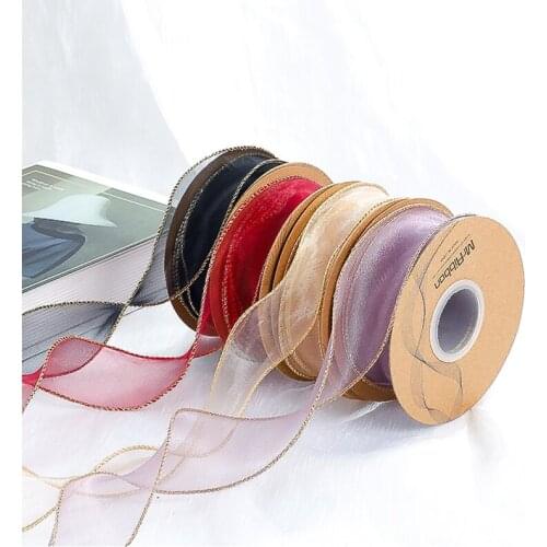 40mm 10 Yards Wave Silk Organza Ribbon Bow Material for Hair Ornament Gift Wrapping Decoration Lace Ribbons Decorations