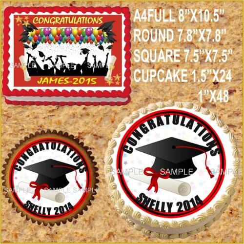 Graduation Edible Cake Topper Wafer Rice Paper Cake Cupcake Cookie Topper Decoration Birthday Cake Decor Supply Free Shipping