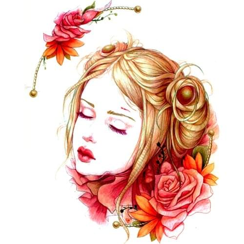 5pcs Beautiful Girl Waterproof Temporary Tattoos Men Fake Tattoo Tatoo Kids tatouage temporaire femme Helly Kitty