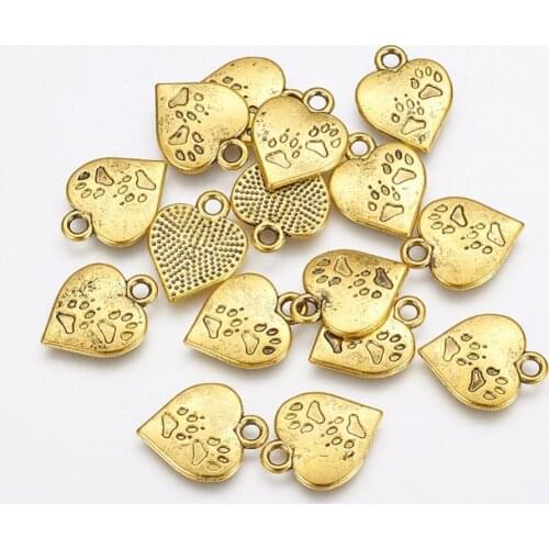 50pc Antique Tibetan Style Heart Pendants For DIY Bracelet Necklace jewelry making Accessories 17x13x2mm, Hole: 3mm