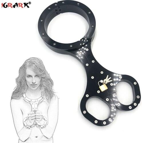 BDSM Couples Sex Toy Fetish Slaves Restraints Chastity Device Neck Collar Handcuffs With Lock Bondage SM Adult Games Sex Product
