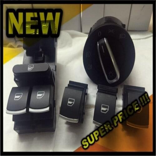 Fast ship Chrome Auto Headlight switch+ Master & Single Window Switch For Volkswagen VW CC Tiguan Passat B6 Golf 5 6 Jetta MK5