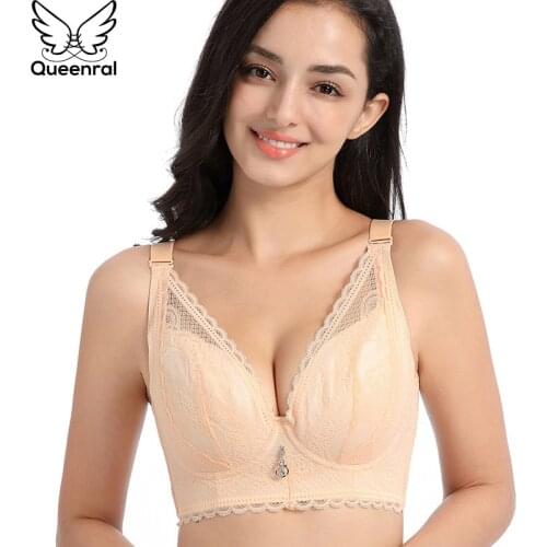 Queenral Plus size Push up bra Sport Underwear Push up lingerie Sexy Ultra-thin Lingeries Womens Bra Large Size
