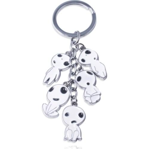 Princess Mononoke Keychain Miyazaki Classic Five Forest Elf Key Chain For Lovers Fashion Accessories