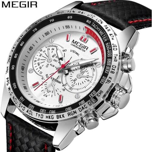 MEGIR Mens White Watches Top Brand Luxury Quartz Men Fashion Luminous Waterproof Male Date Clock Wristwatch Relogio Masculino
