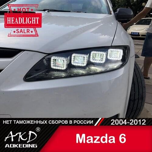 For Car mazda 6 Head Lamp 2004-2012 Mazda6 Car Accessory Fog Light Day Running Light DRL H7 LED Bi Xenon Bulb mazda 6 Headlights
